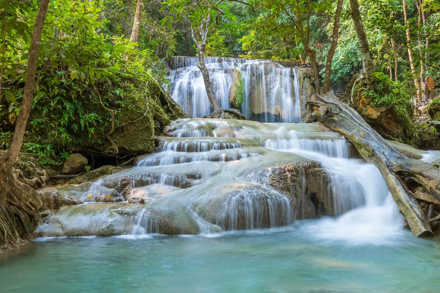 Waterfalls in the forest at Kanchanaburi