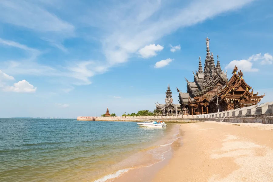 The Sanctuary of Truth on the shoreline at Pattaya